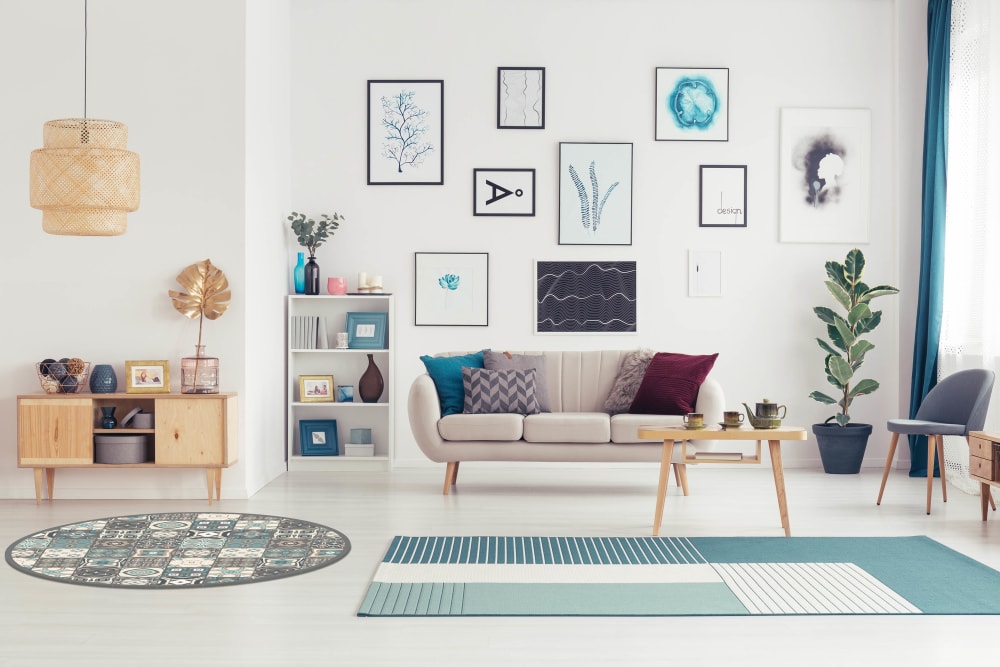 Tapis vinyle carreaux ciments bleu 3 150x150cm — vue 3