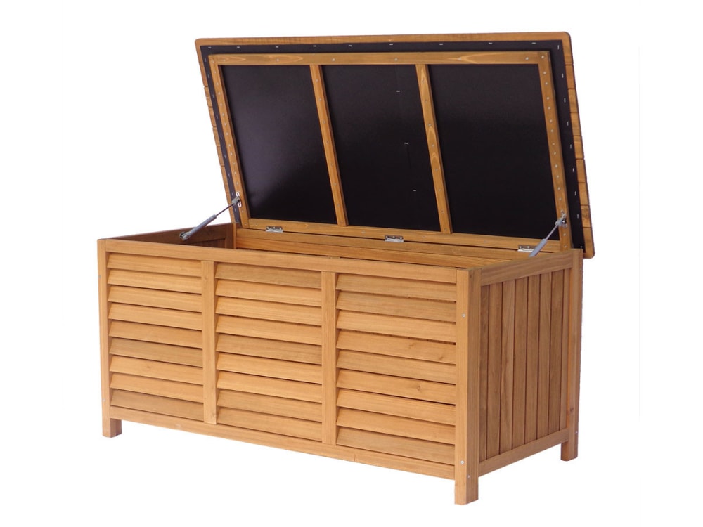 Coffre de jardin en bois marron 130 x 64 x 60 cm