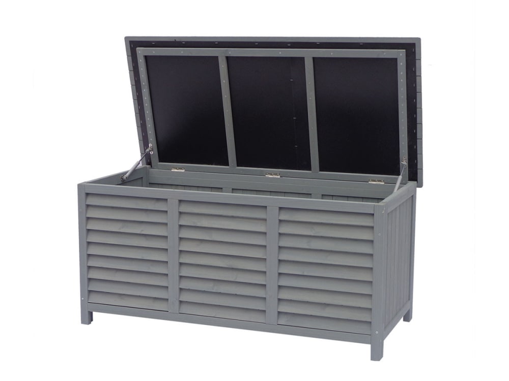 Coffre de jardin en bois gris 130 x 64 x 60 cm