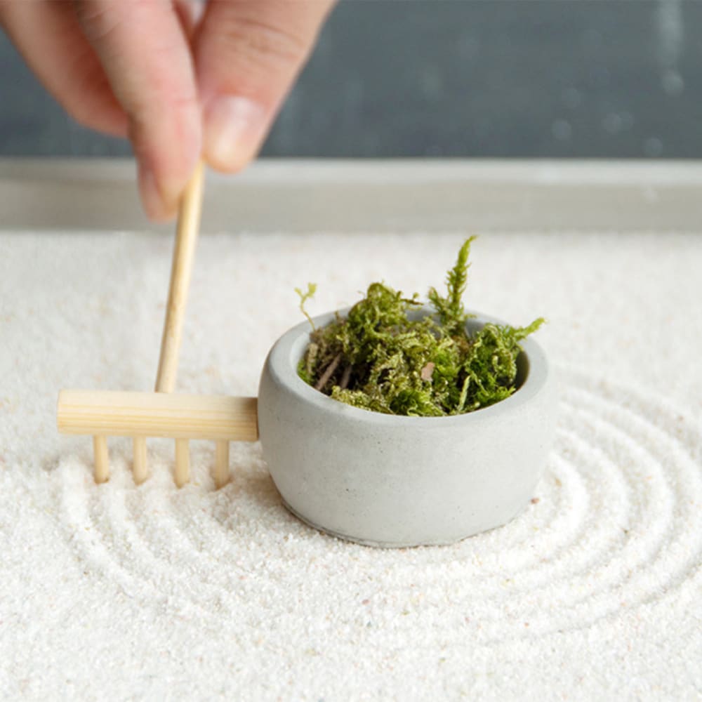 Jardin zen rond 24 cm béton gris — vue 3
