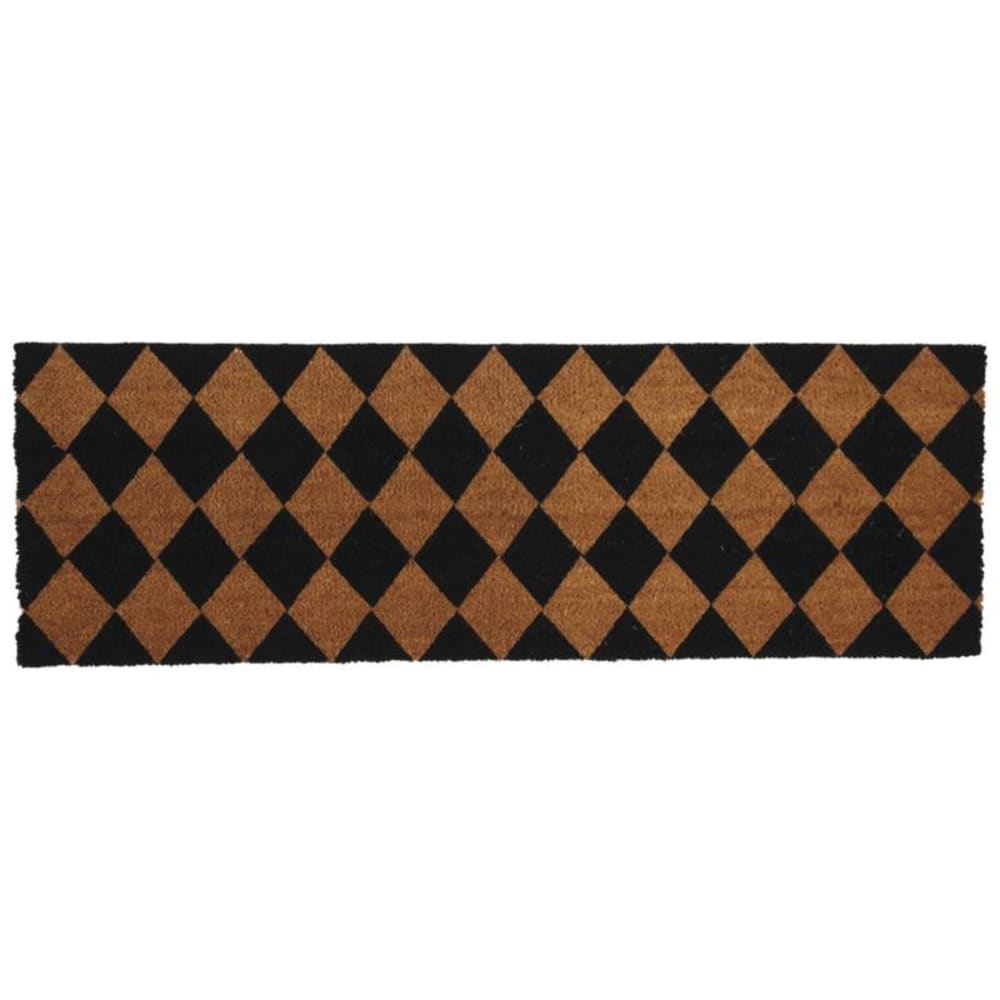Paillasson coco motif damier 40 x 120 cm