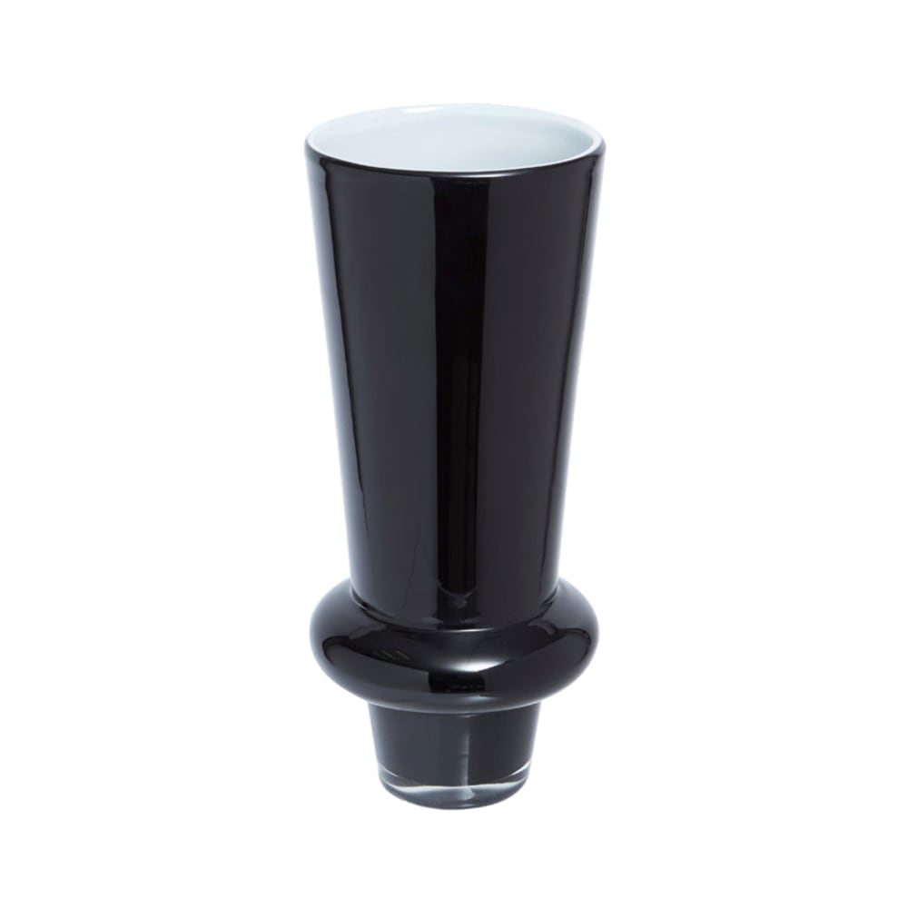 Vase décoratif en verre soufflé noir et blanc H25