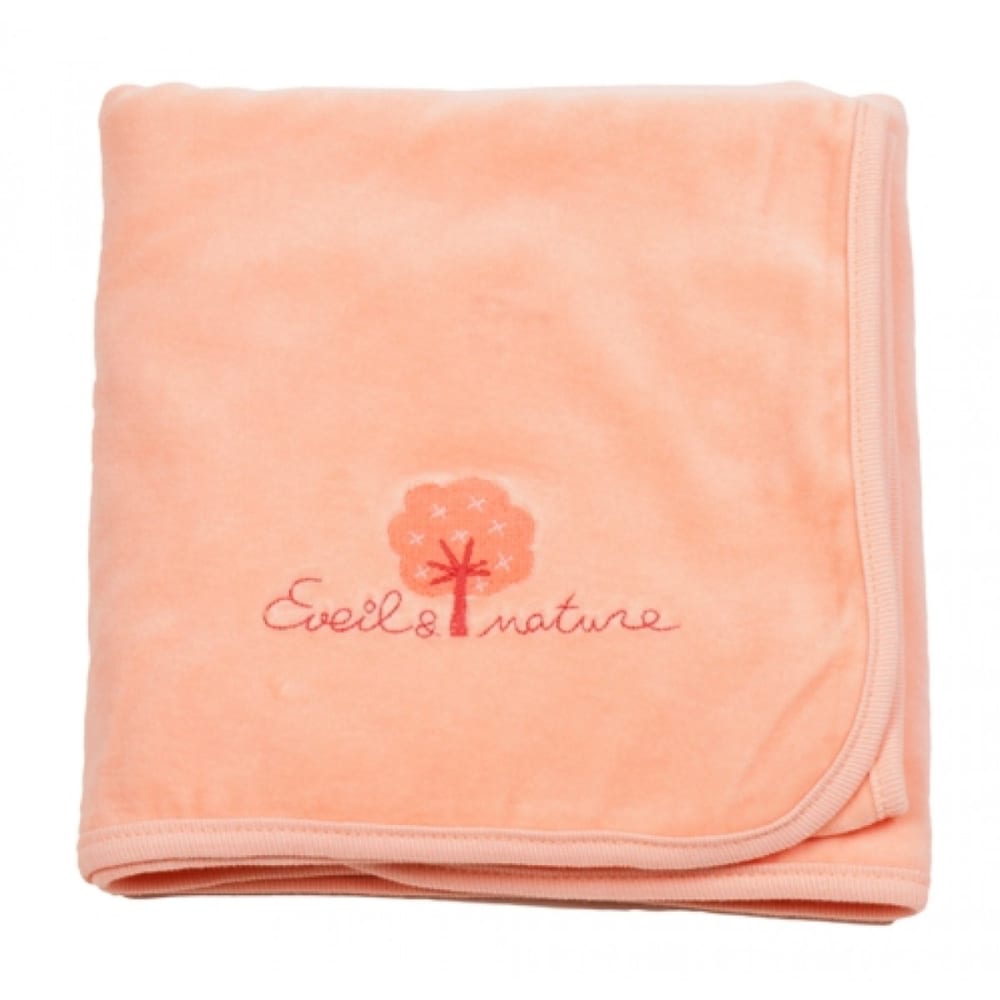 Plaid velours 75x100 cm Coton bio Pêche