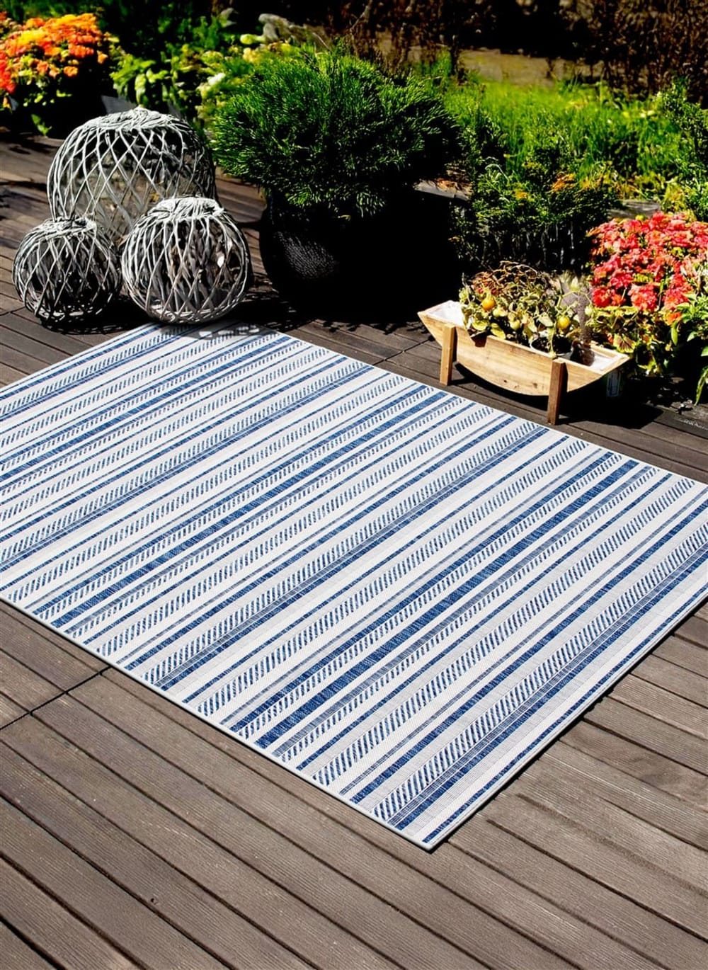 Novatrend Moderner Teppich für Innen und Außen 160x230 cm style classic chic Blau Pes - Polyester