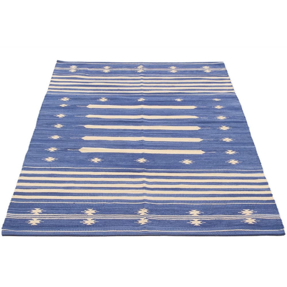 Tapis de salon en coton bleu 60x120 cm — vue 3