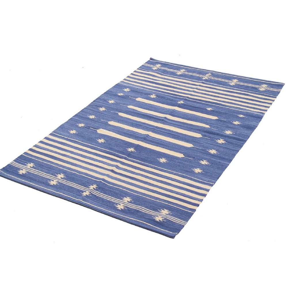 Tapis de salon en coton bleu 60x120 cm — vue 4