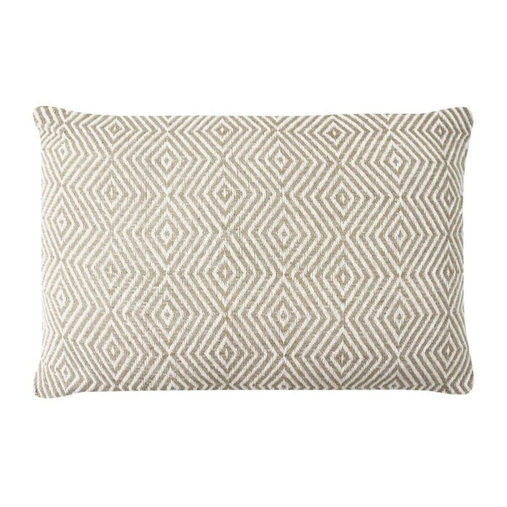 Coussin ethnique motif ikat blanc et beige 60x40 — vue 3