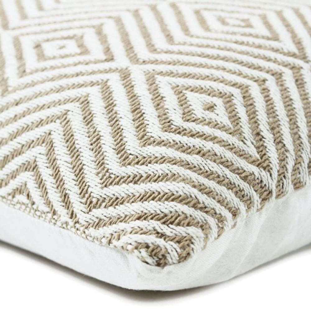 Coussin ethnique motif ikat blanc et beige 60x40 — vue 4