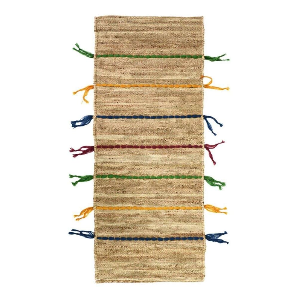 Jute Teppich Wolle bunt geflochten handgemacht 50x150 - Maisons