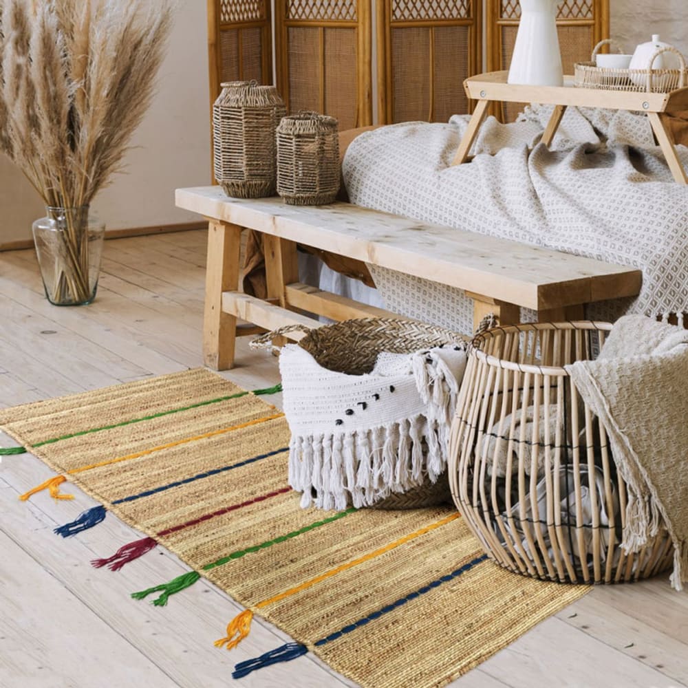 Tapis en jute avec tressage en laine multicolore 50x150 — vue 3