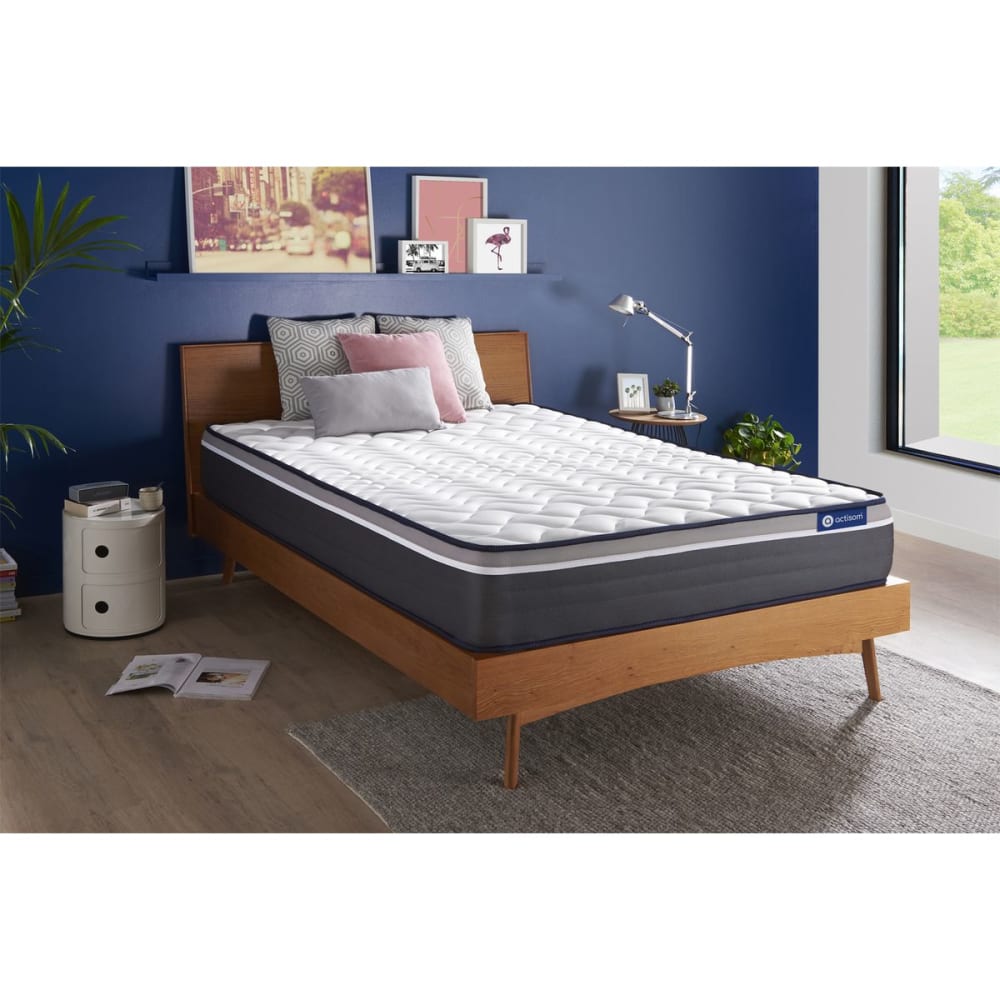 Actisom Matratze aus Taschenfederkern und Memory-Schaum 140 x 200 cm, weiß style classic chic - Stoff