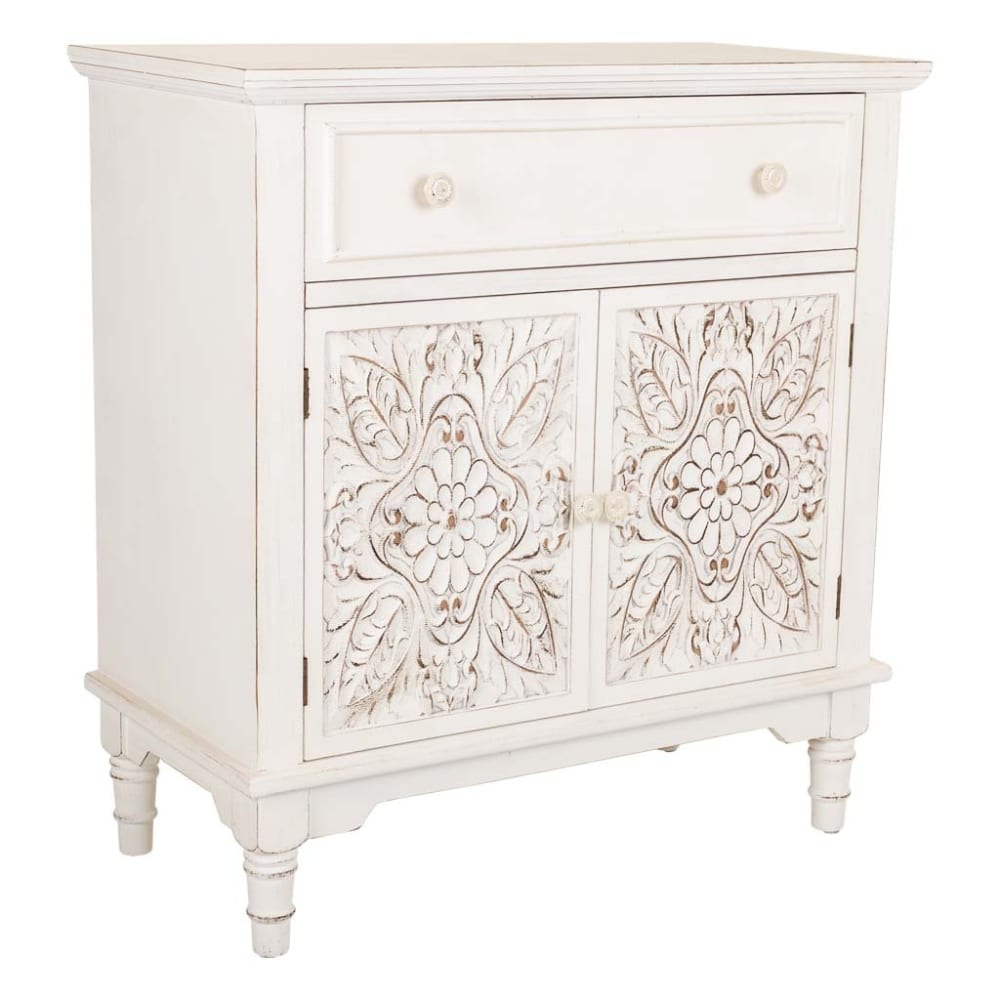 Recibidor de madera de 1 cajón y 2 puertas Blanco 73x36.5x78h cm