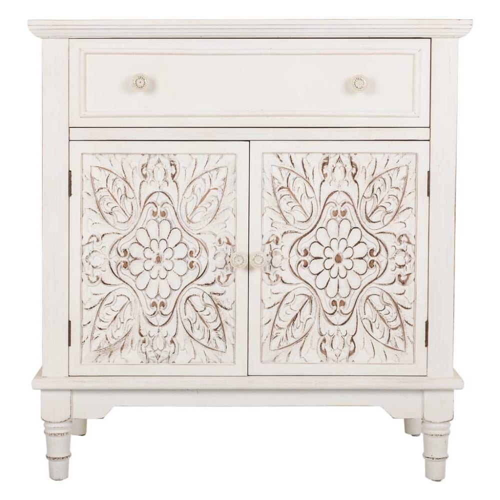 Recibidor de madera de 1 cajón y 2 puertas Blanco 73x36.5x78h cm - Maisons du Monde