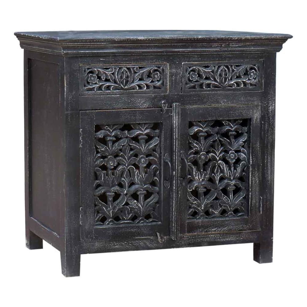 Recibidor de madera acabado artesanal Gris 90x40x90h cm