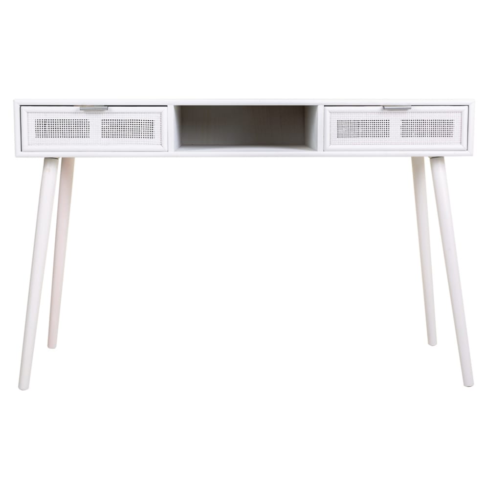 Recibidor de madera y rejilla en blanco 120x42x79 - Maisons du Monde