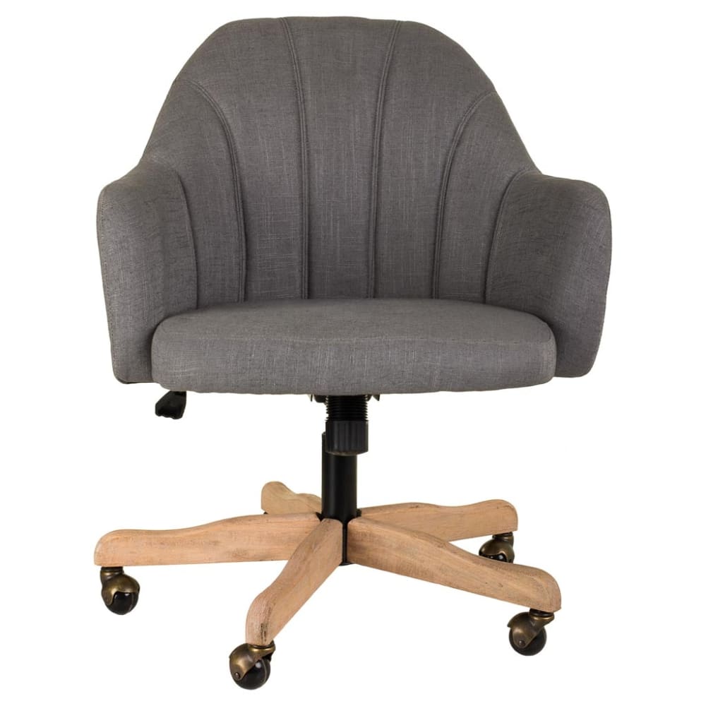 Silla de madera y tapizada con ruedas gris 63x54x40/87 - Maisons du Monde