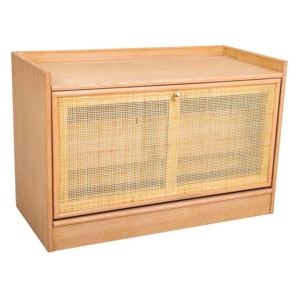 Wanderlust deco Sitzbank Schuhregal aus MDF und Gitter, braun, 80x38x53 - Spanplatte