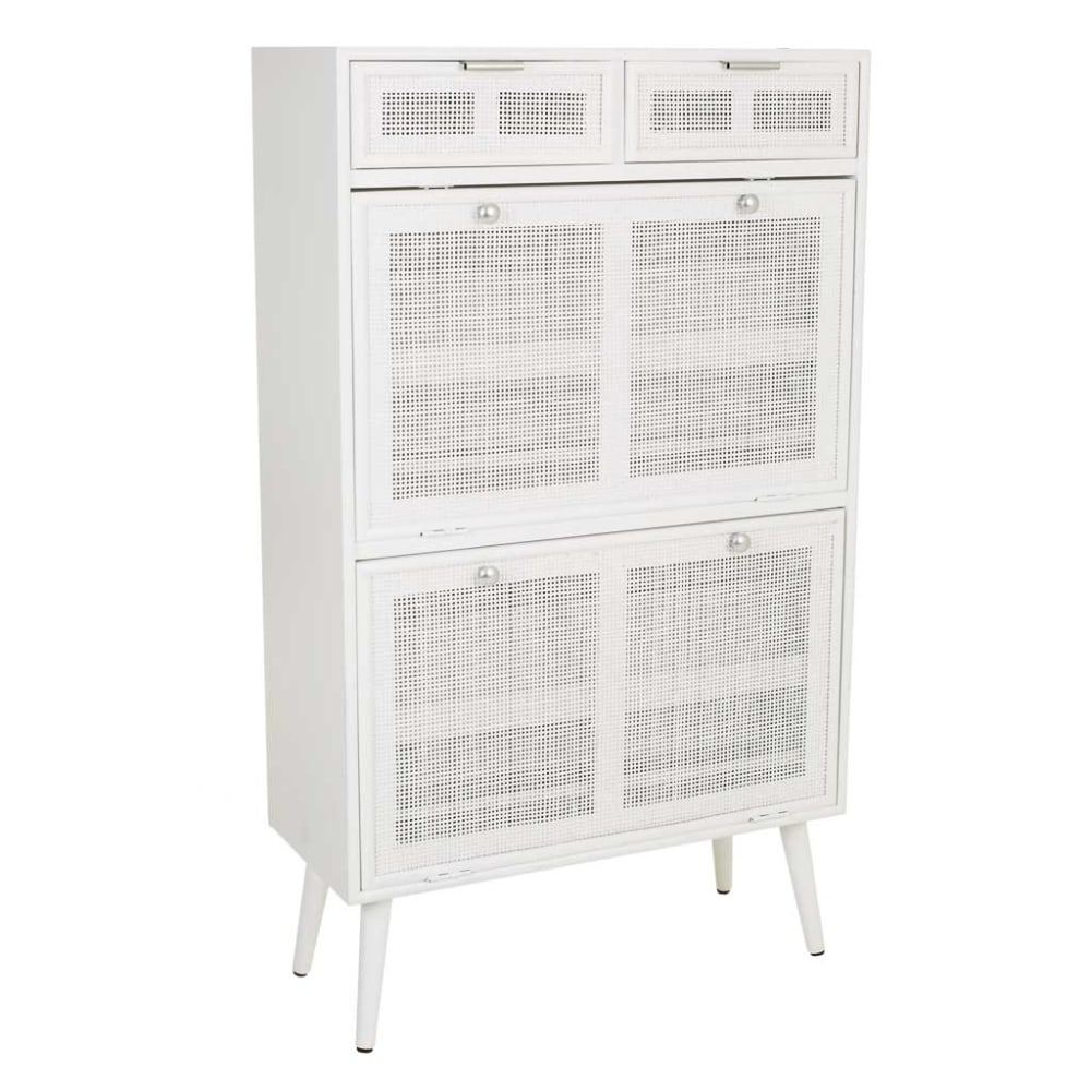 Meuble à chaussures en bois et treillis blanc 70x32x120h