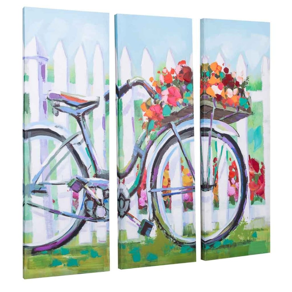 Cuadro pintado a mano multicolor 30x90x3h cm