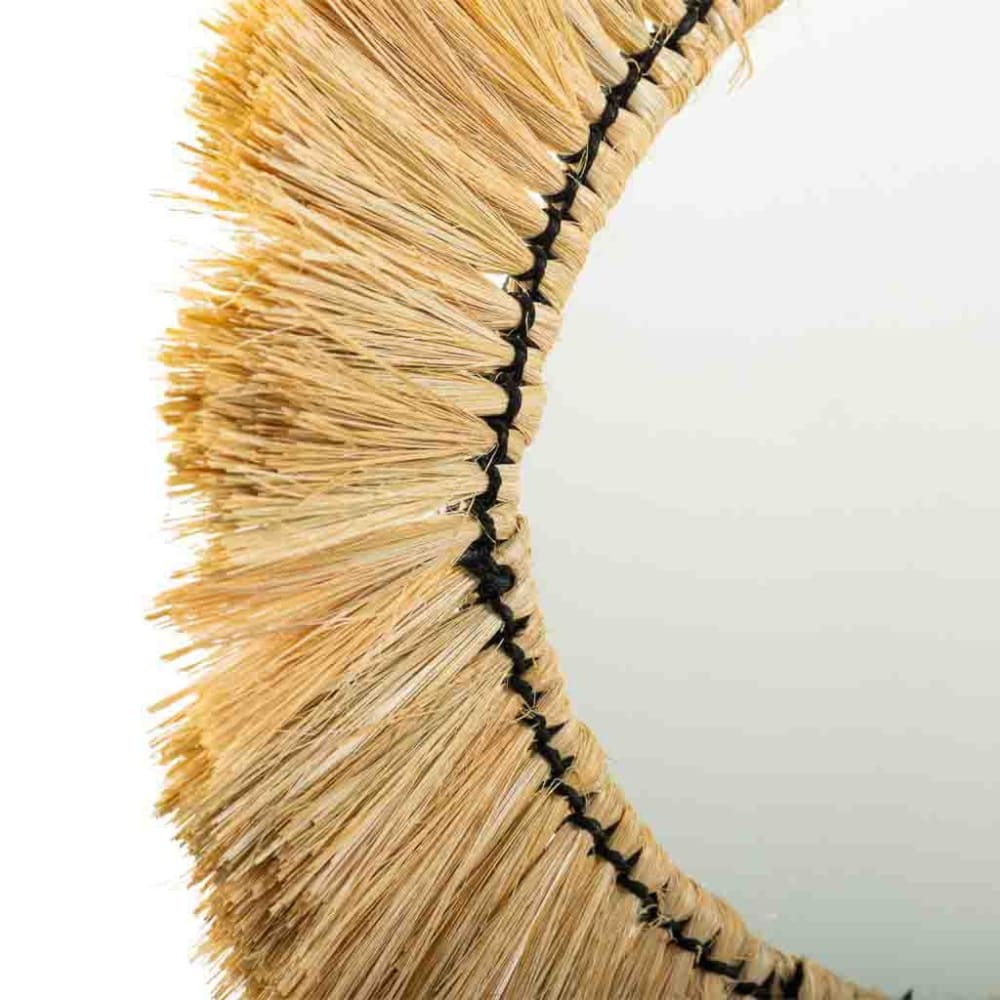 Espejo ovalado de fibra natural marrón 55x44x6h cm - Maisons du Monde