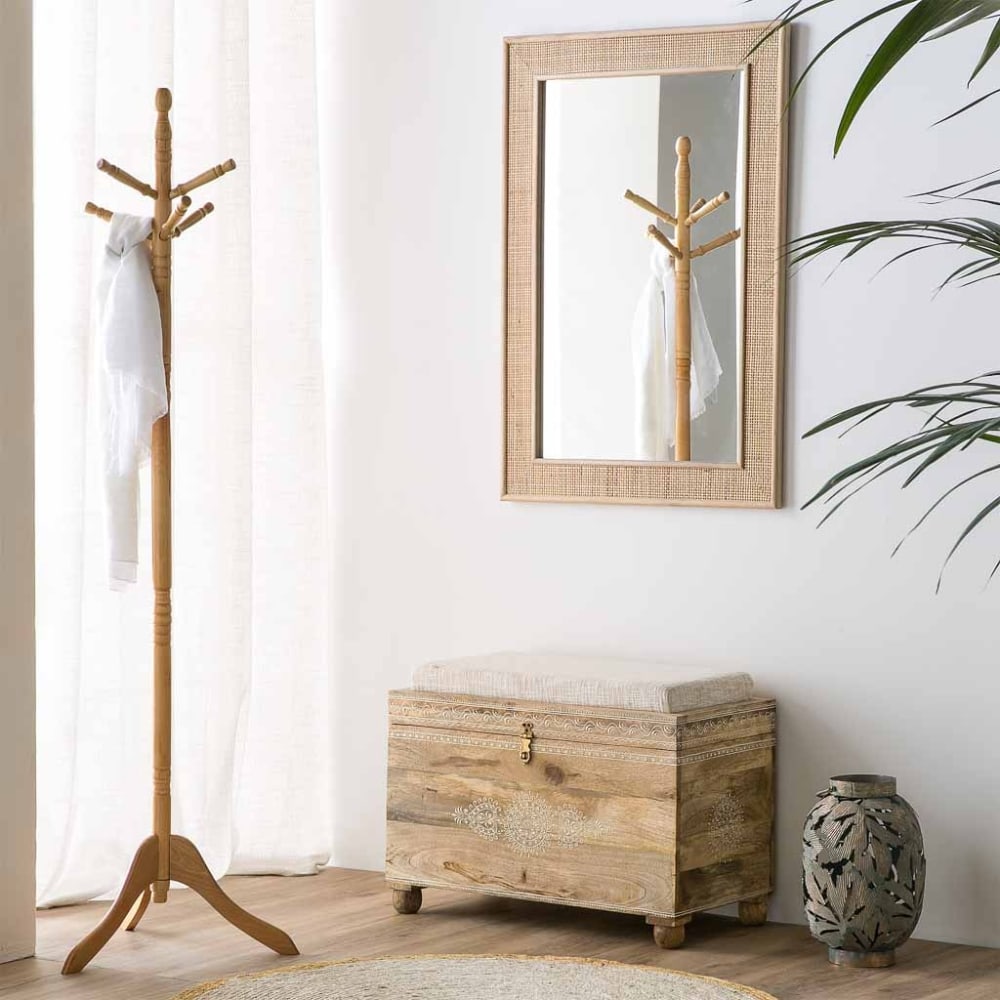 Espejo de mdf y rejilla marrón 70x2.5x100 - Maisons du Monde