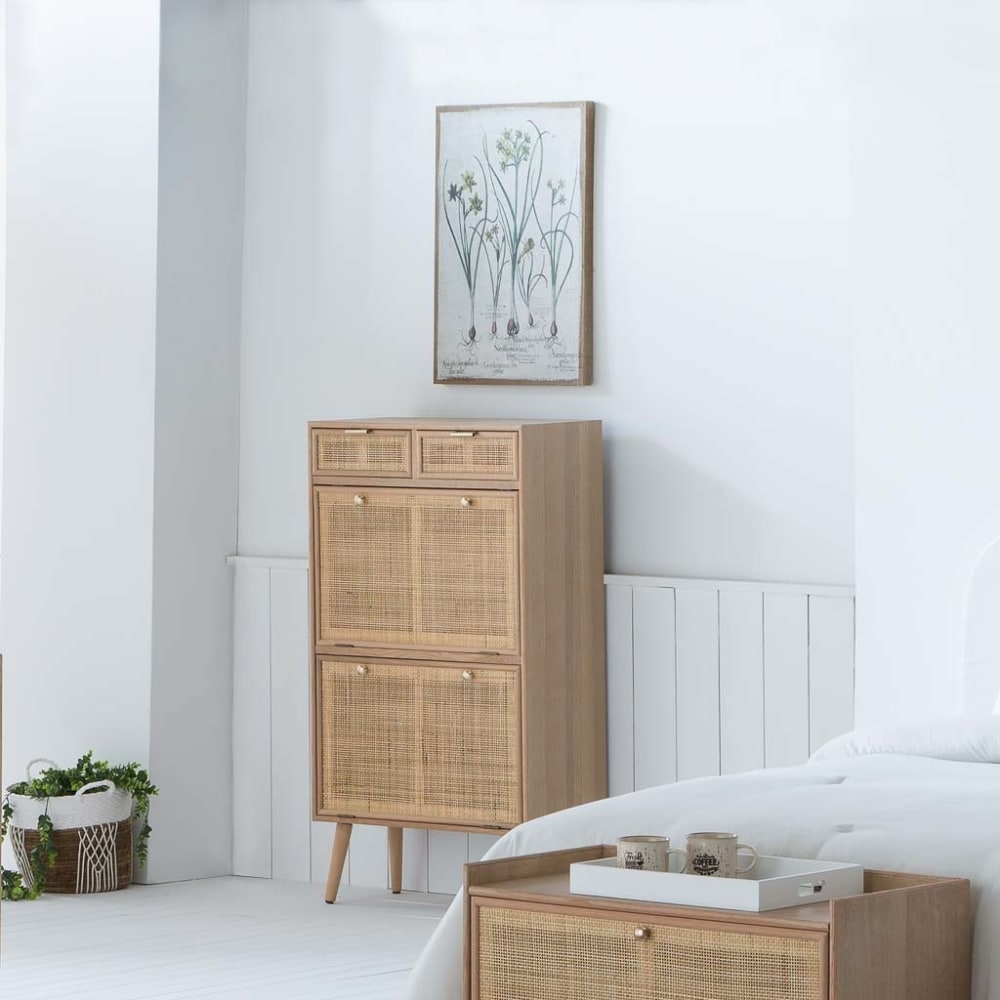 Cuadro de madera y tela impresa marrón 50x70x3h cm - Maisons du Monde
