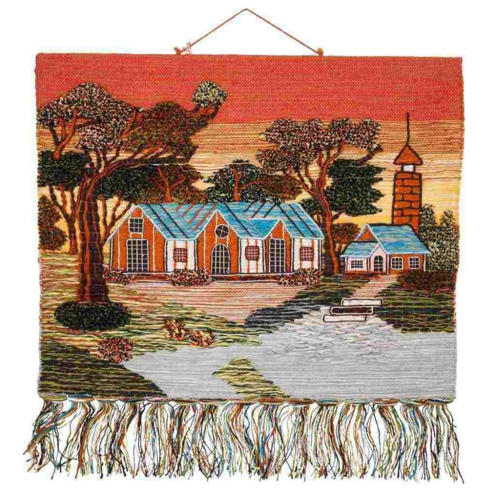 Tapiz de yute tejido artesano decorativo multicolor 100x80cm