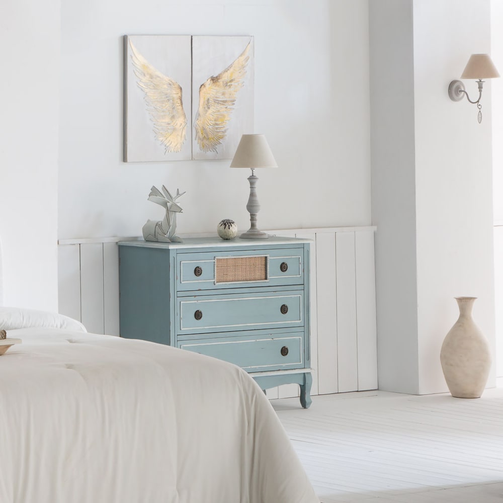 Cuadro con relieve pintado a mano blanco y dorado 40x60x1.8h cm - Maisons du Monde