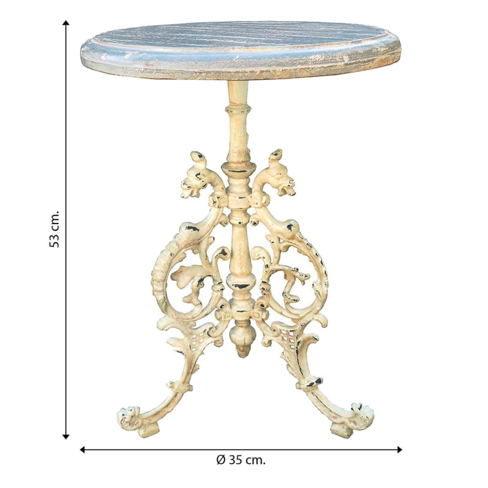 Mesa auxiliar de metal Blanco y Dorado 35x35x53h cm - Maisons du Monde