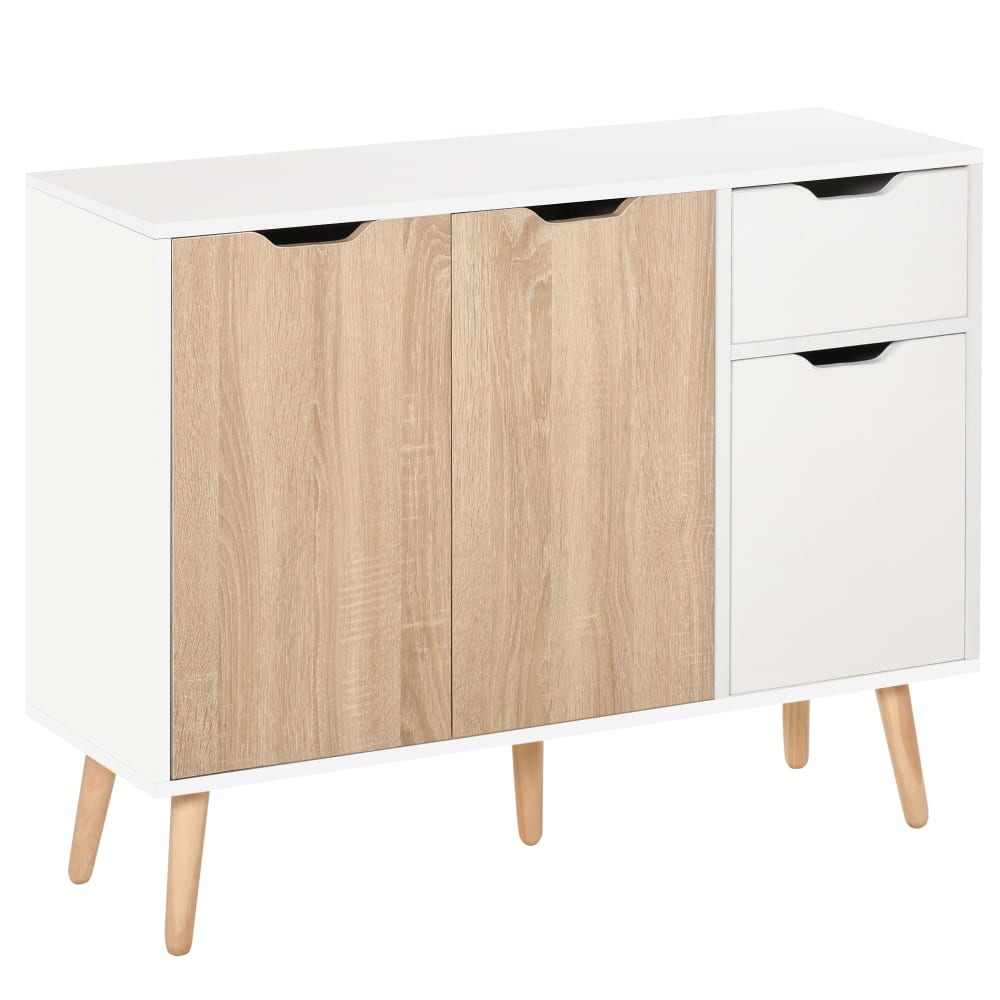 Aparador 90x30x72 cm blanco y madera natural