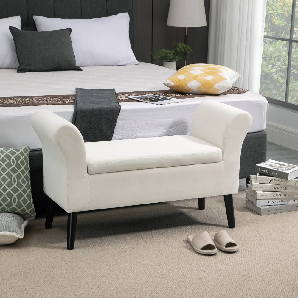 Banco de cama 111.5x41x65 cm crema - Maisons du Monde