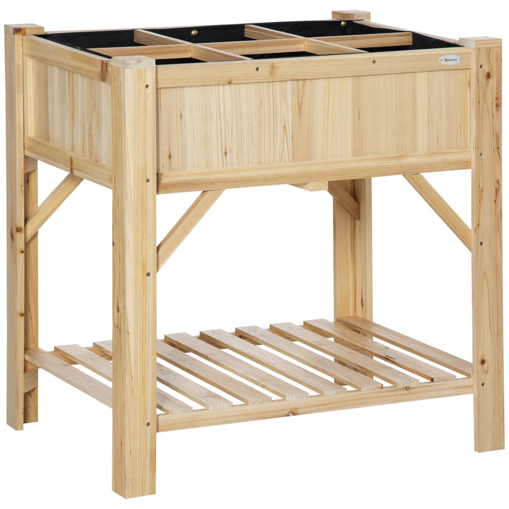 Huerto urbano de madera 78.5x58x81 cm madera natural