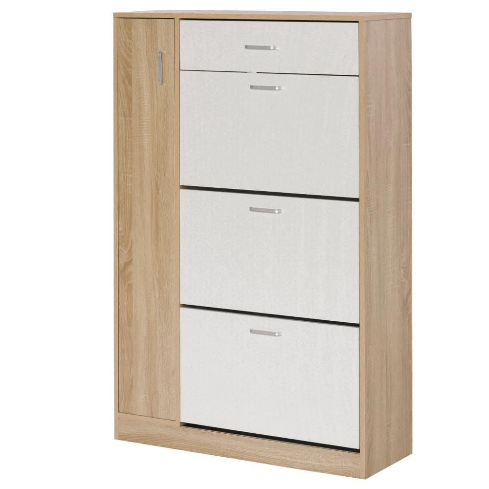 Zapatero 84x30x132cm madera natural y blanco