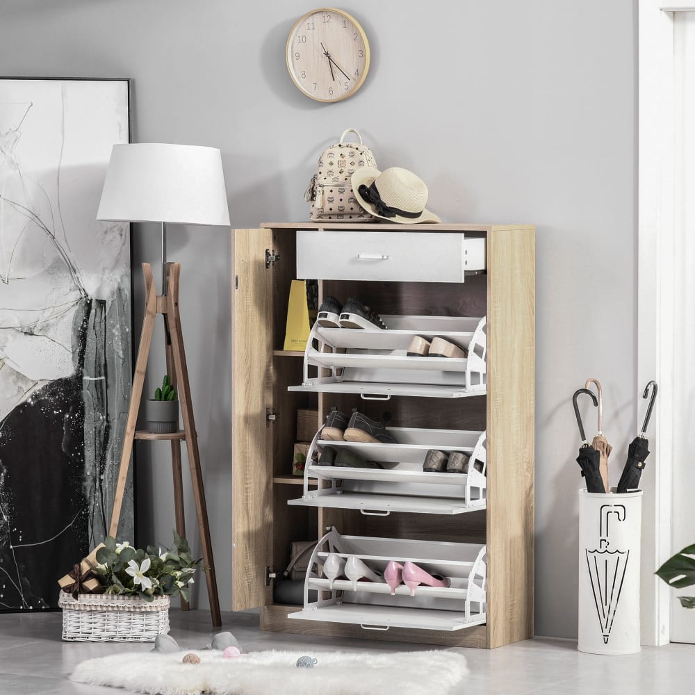 Zapatero 84x30x132cm madera natural y blanco - Maisons du Monde