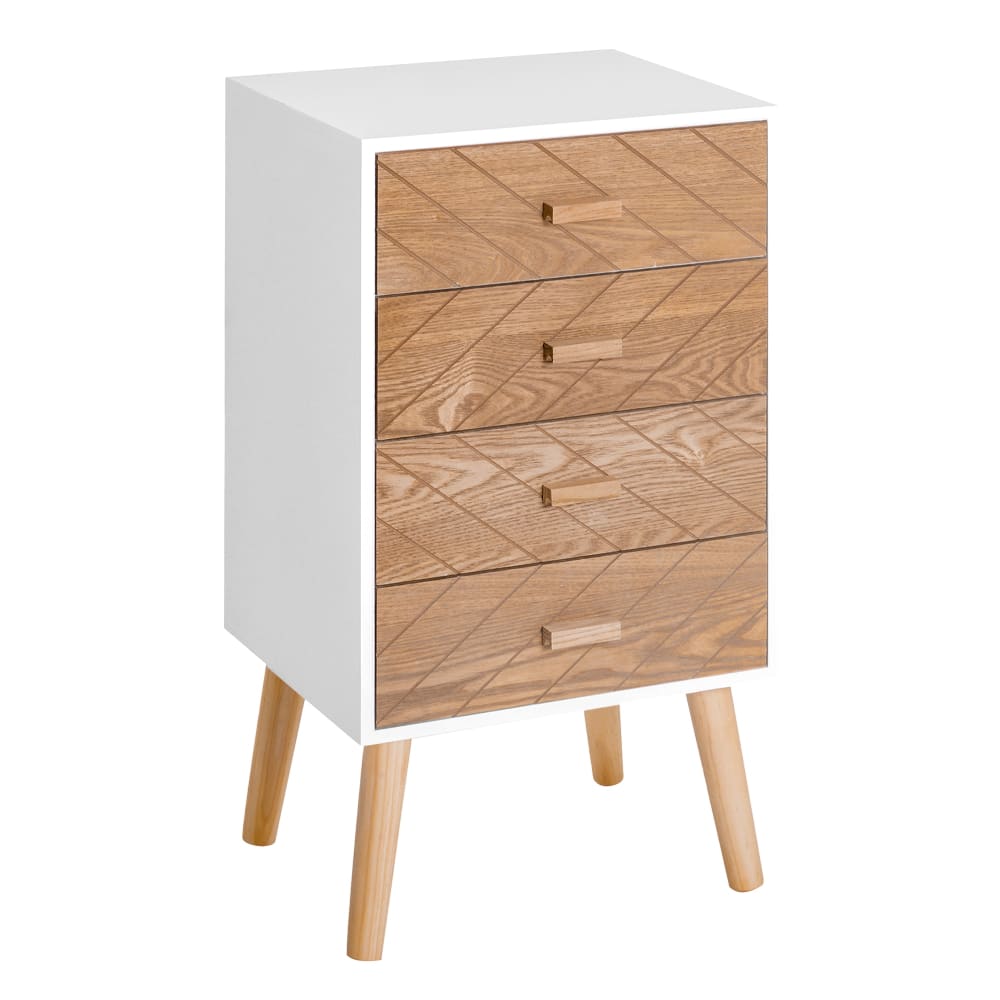 Mesita de noche 40x30x75cm blanco y madera