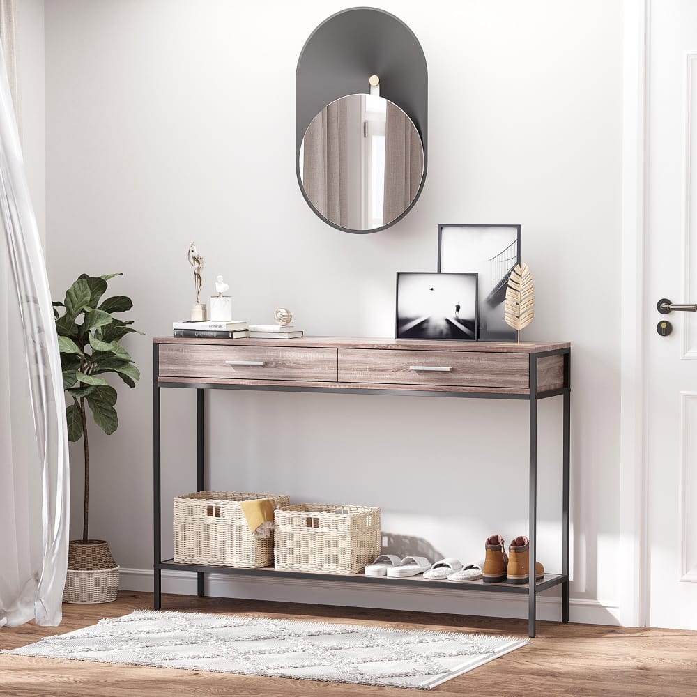 Mesa para recibidor 120x30x81,5 cm roble y negro - Maisons du Monde