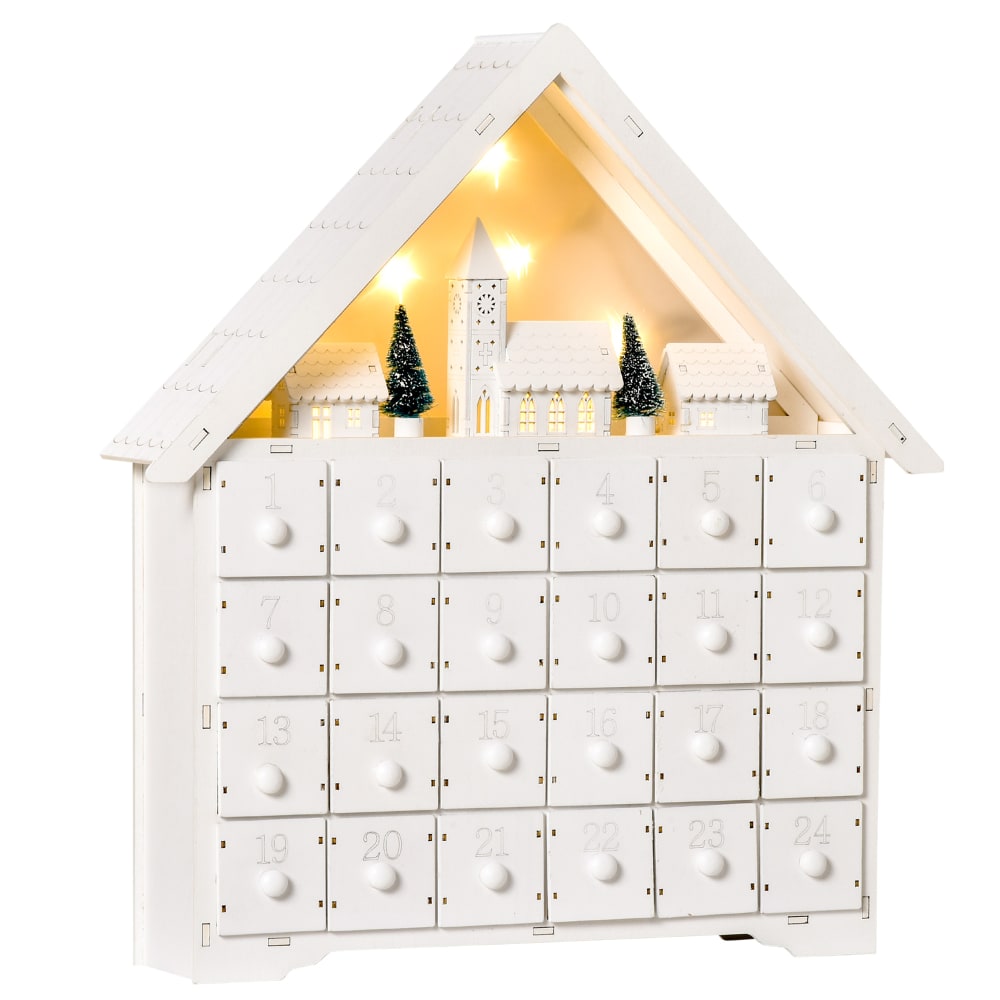 Calendario de adviento de navidad 39x9x42 cm blanco