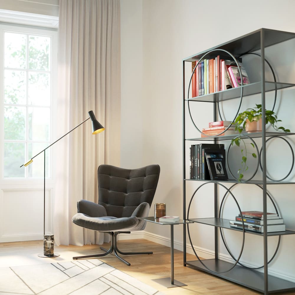 Silla giratoria de terciopelo negro con acero - Maisons du Monde