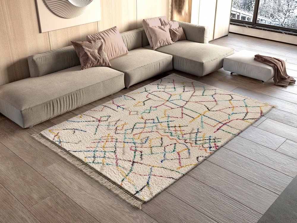 Tapis berbère crème/multicolore 160x230 cm — vue 3