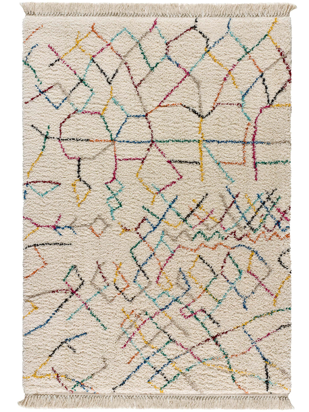 Alfombra bereber crema/multicolor 120x170 cm