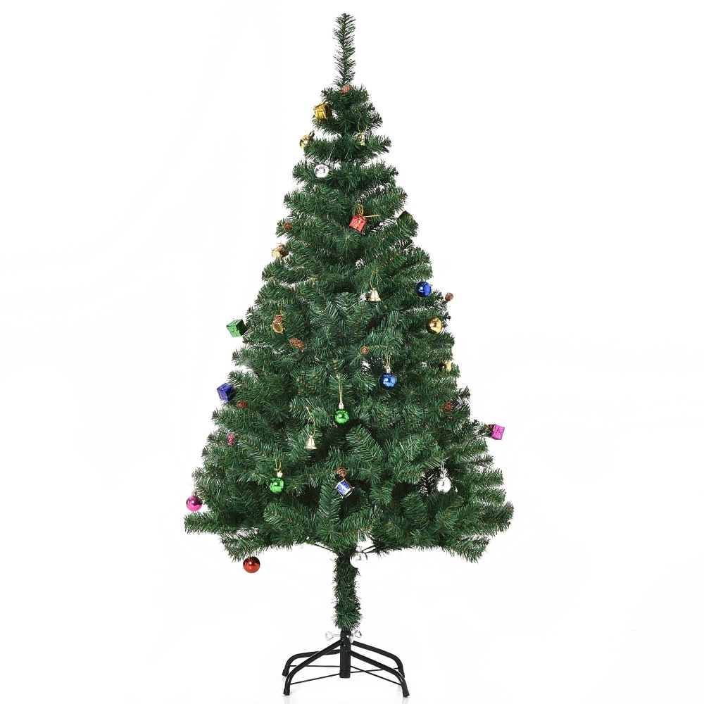 Árbol de navidad ø75x150 cm verde con decoración incluida