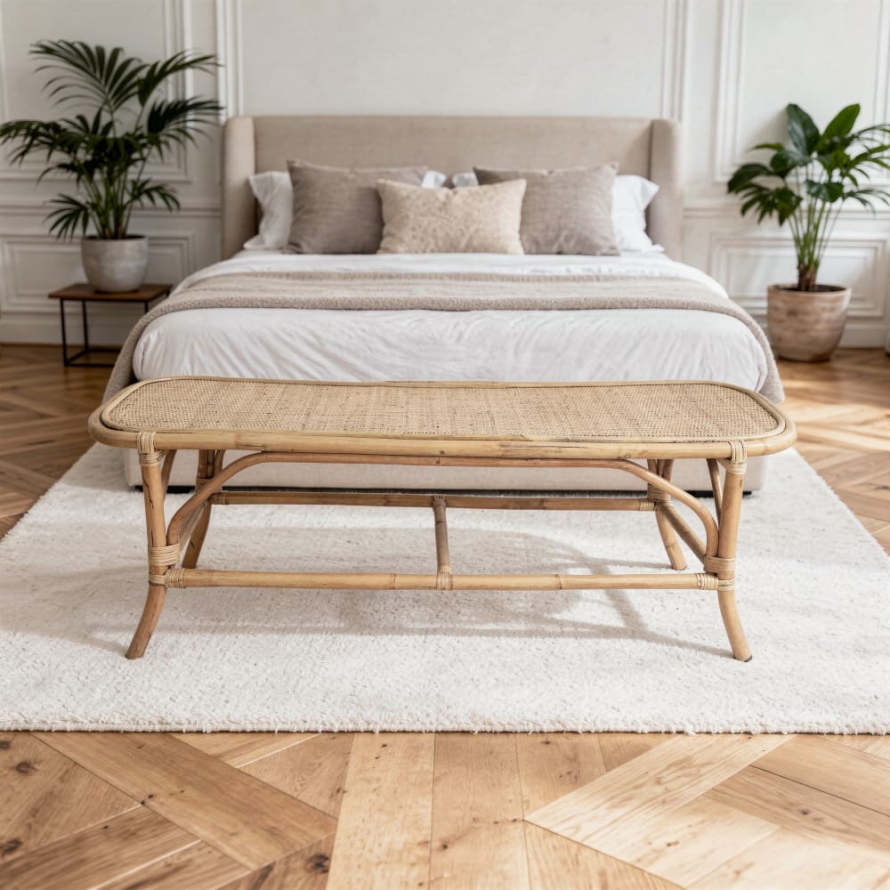Panca fondo letto in rattan naturale intrecciato - Decoclico