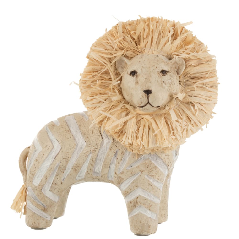 Figurine lion en résine et raphia