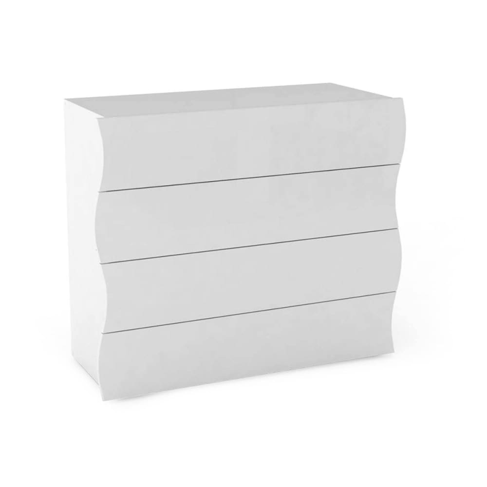Dmora Hochglanzweiße Kommode in Holzoptik, 98 x 40 x 82 cm style modern - Holz