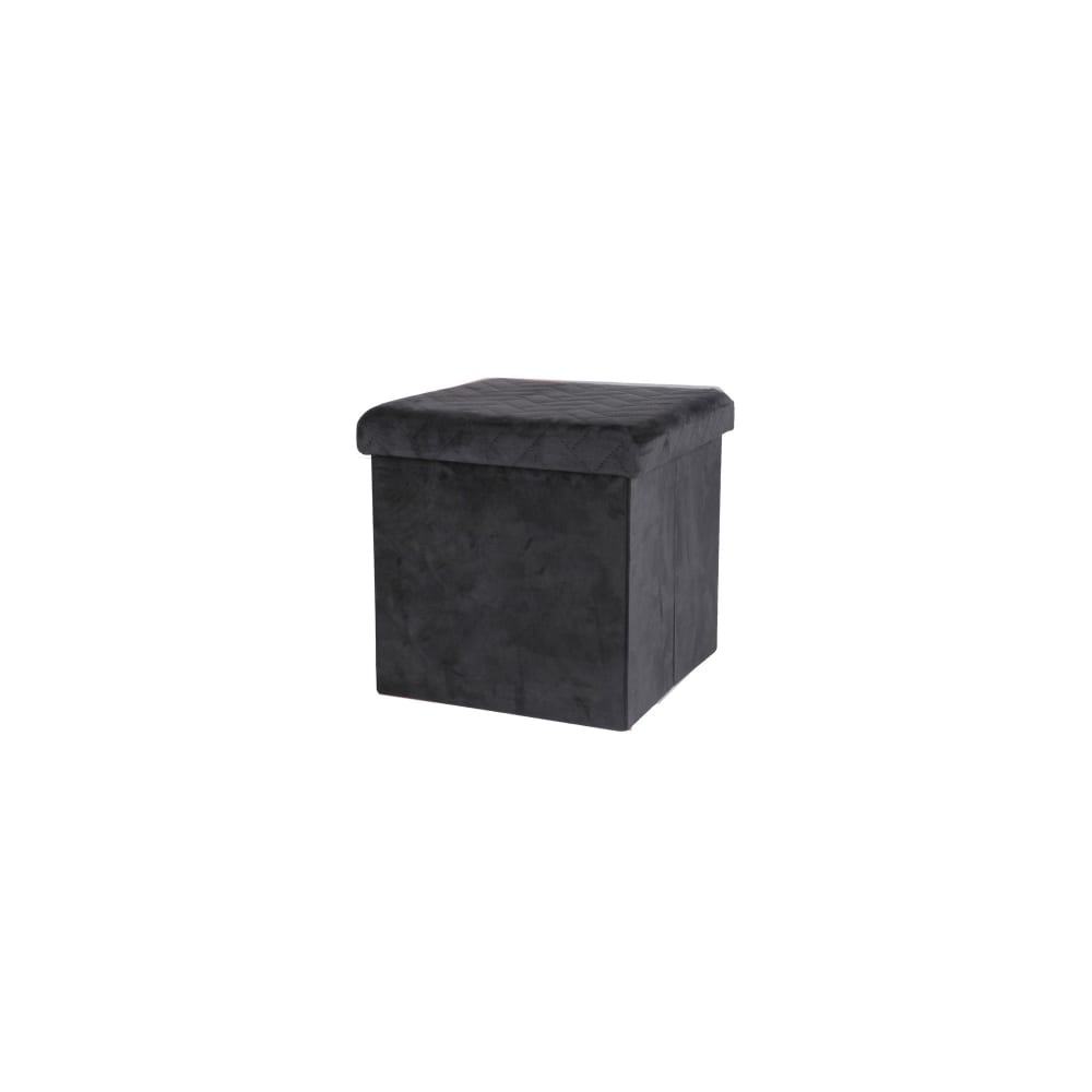 Pouf coffre de rangement velours noir - 37.5x37.5x37.5cm — Beyit