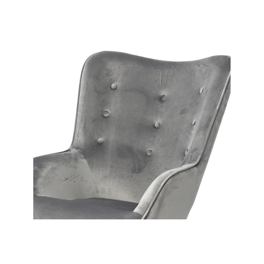 Fauteuil velours gris et pieds bois - 72x65x99cm - Maisons du Monde