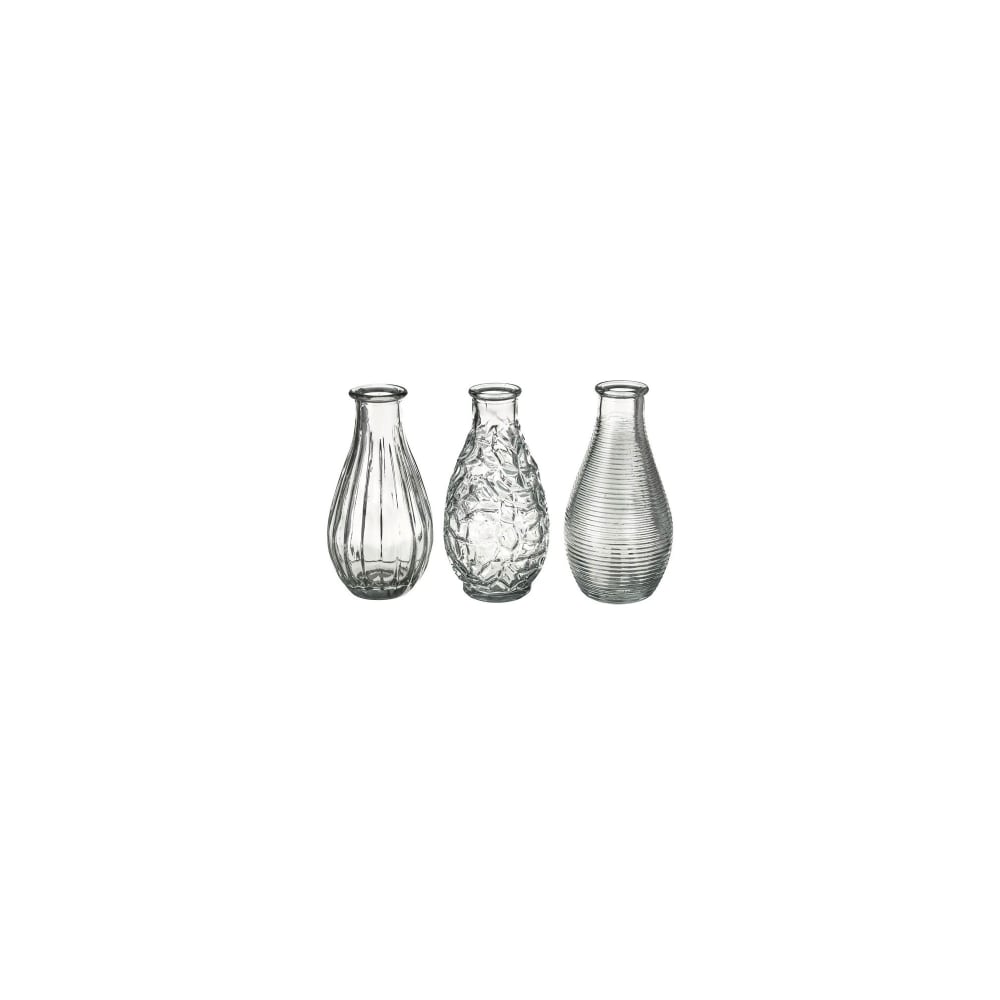 Set de 3 vases en verre - 6.8x6.8x14cm