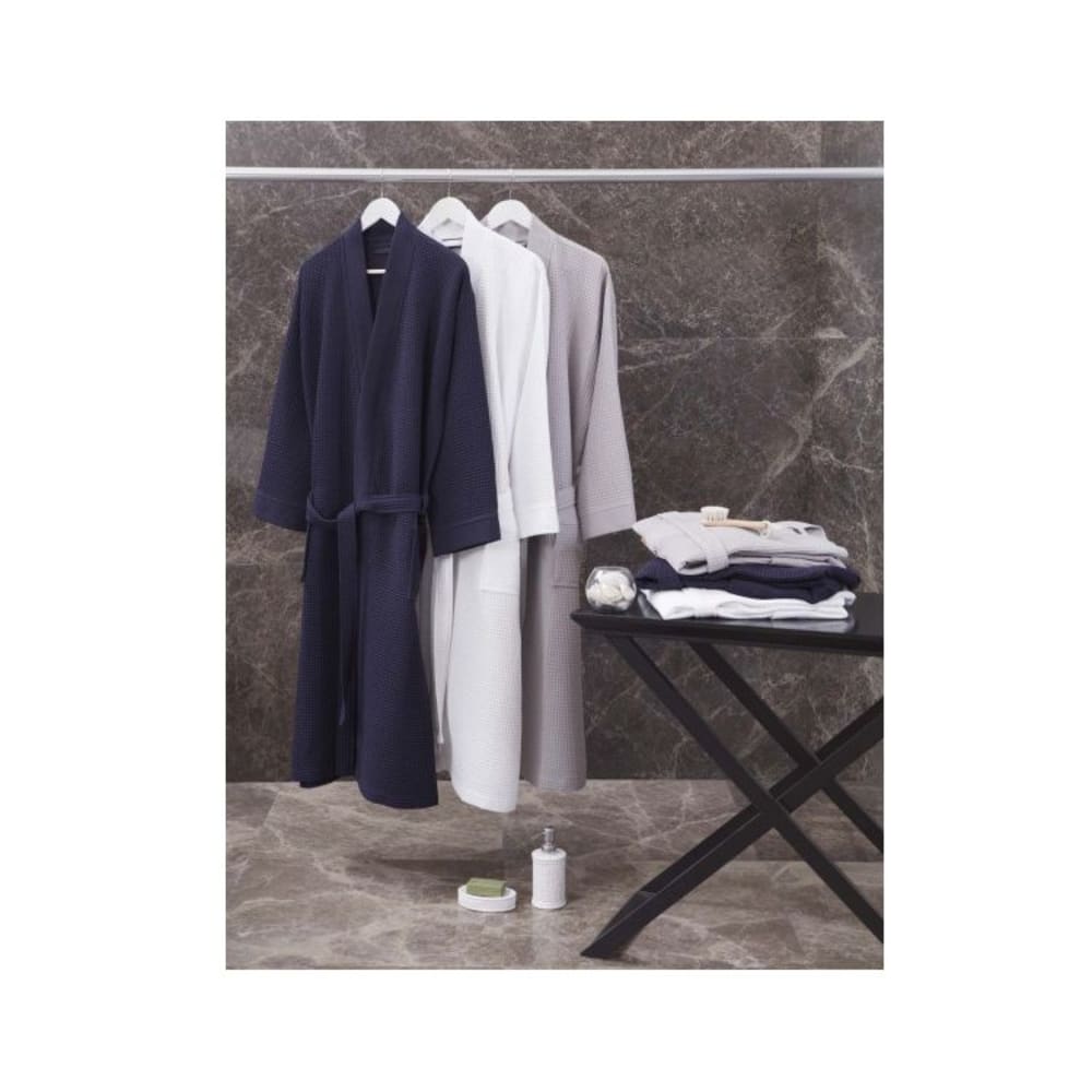 Peignoir kimono nid d'abeille  blanc L