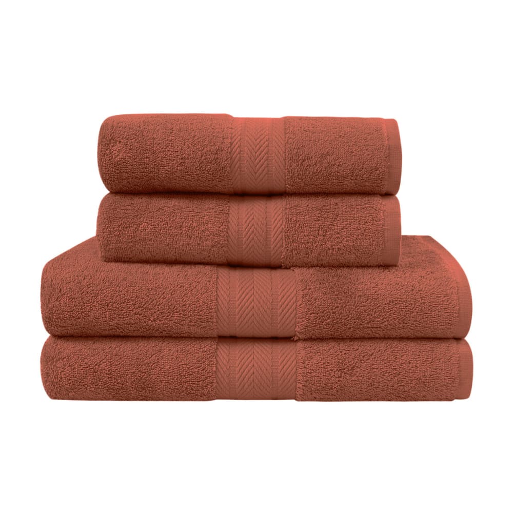 Ensemble de bain 4 pièces en coton terracota