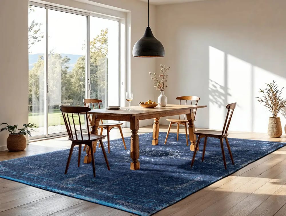 Novatrend Moderner Teppich aus Baumwolle 80x150 cm style classic chic Blau Baumwolle